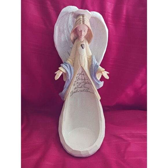 Enesco Foundations by Karen Hann Angel Figurine With Psalm 27:1 Verse Design - Picture 15 of 16